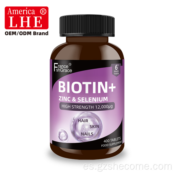 Shecome Biotina Zinc Selenio Tabletas Cabello Uñas Piel